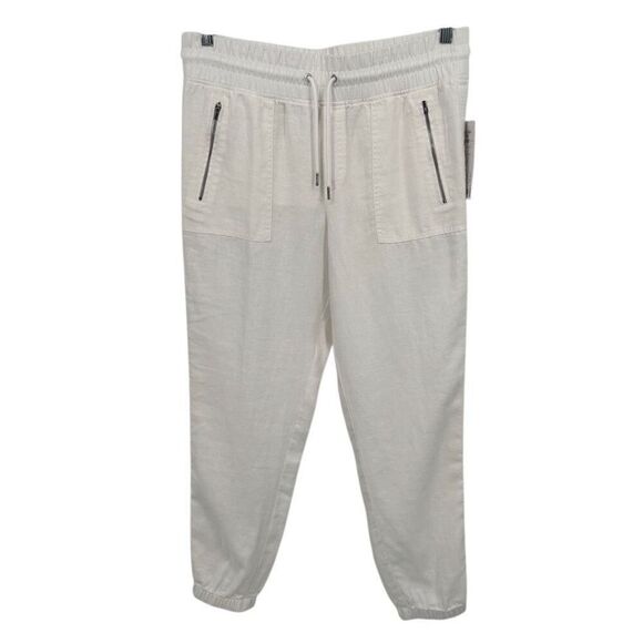 Athleta Cabo Linen Jogger Travel Pants In Calla Lilly Size 10 NWT - Picture 3 of 11